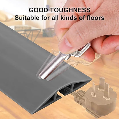 20Ft Floor Cord Cover Gray Silicone Cable Protector Easy to Install Wire - Image 5