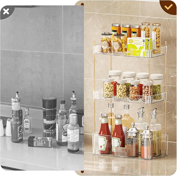 Akinbas 3 Tier Bathroom Organizer Countertop Makeup Perfume Tray Skincare - Image 6