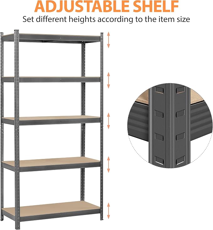 Topeakmart 5-Tier Garage Storage Shelving Unit Adjustable Metal Shelves Heavy - Image 5