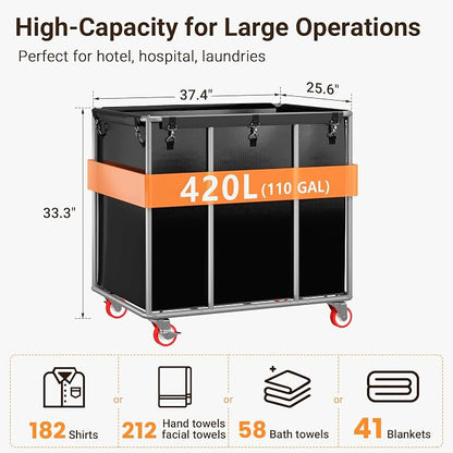 ELYKEN Commercial Laundry Cart - Image 3