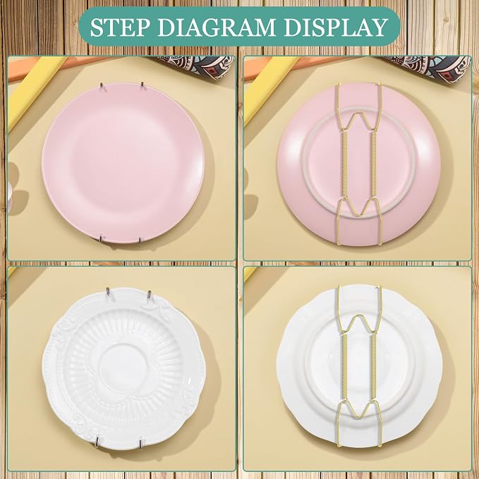 Hotop 12 Pieces Plate Hangers for Wall Stainless Steel Wire Invisible Heavy - Image 4
