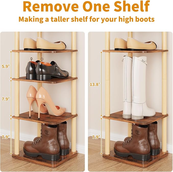 LUCKNOCK Vertical Shoe Rack, 8-Tier Tall Narrow Shoe Organizer - Image 9