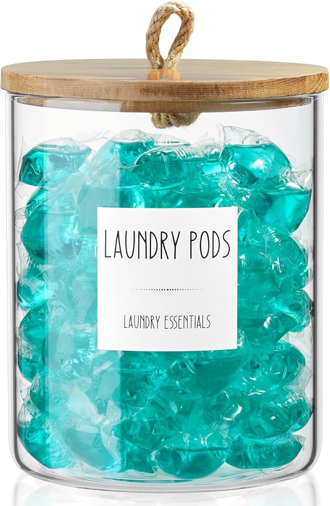 Glass Laundry Pods Container, 0.5 Gallon 2 Liter Laundry Jars by Unknown