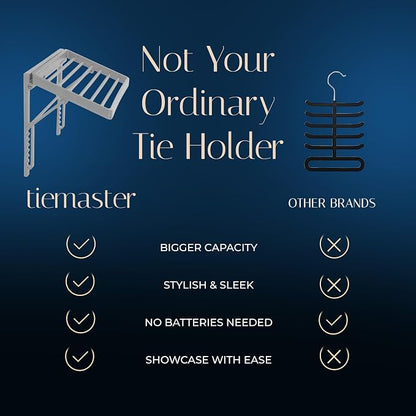 TieMaster Tie Rack and Scarf Organizer, Battery-Free Design, Holds 60 Ties and - Image 8