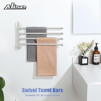 Alise 4 Arm Swivel Towel Rack, Swivel Towel Bar Brushed Nickel, 13.86 Inch | - Image 2