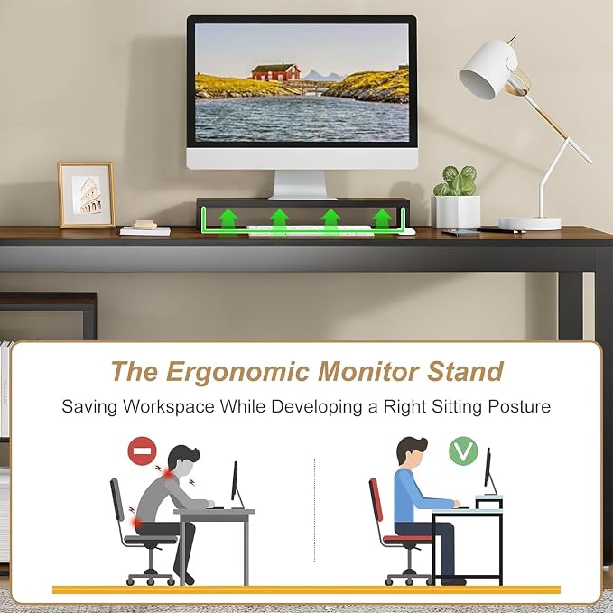 55 Inch L Shaped with Storage Shelves, Corner Computer Desk with Drawers - Image 5