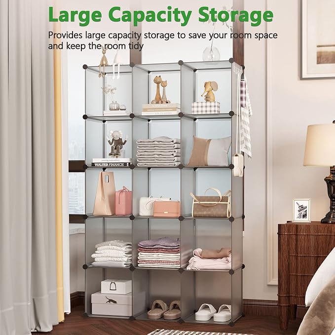 C&AHOME 16-Cube Storage Organizer, Plastic Shelves Units, DIY Closet Organizer - Image 5