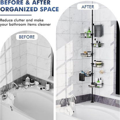 Shower Caddy Organizer Tension Pole, Rustproof 6-Pack Corner Shelf - Image 7