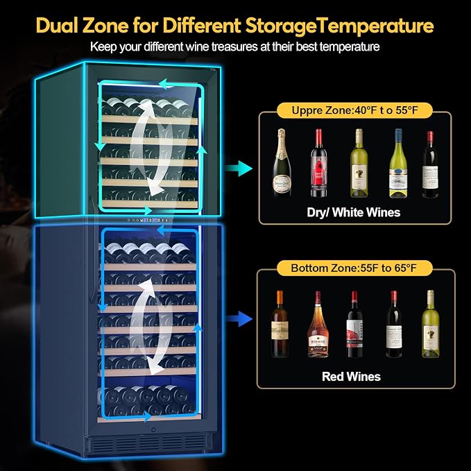 Wine Fridge Dual Zone, Freestanding Wine Cooler Refrigerator 180 Bottles Large - Image 2