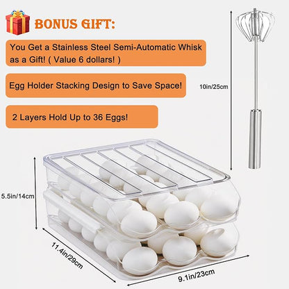 Egg Holder for Fridge, Automatic Rolling Egg Dispenser for Refrigerator - Image 2