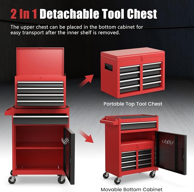 Goplus Tool Chest, 5 Drawers Rolling Tool Cabinet - Image 4