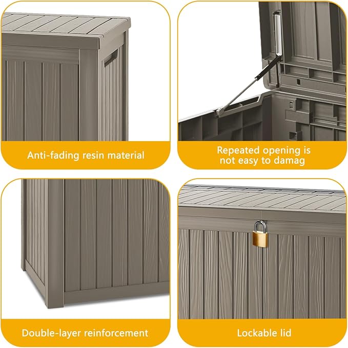 150 Gallon Deck Box, Resin Outdoor Indoor Waterproof Storage Box, Lockable - Image 4