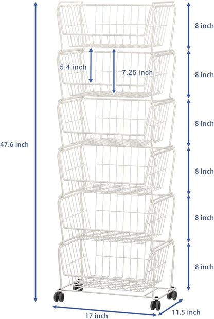 PUSDON Stackable Metal Storage Carts, Dual Use Shelf - Image 7