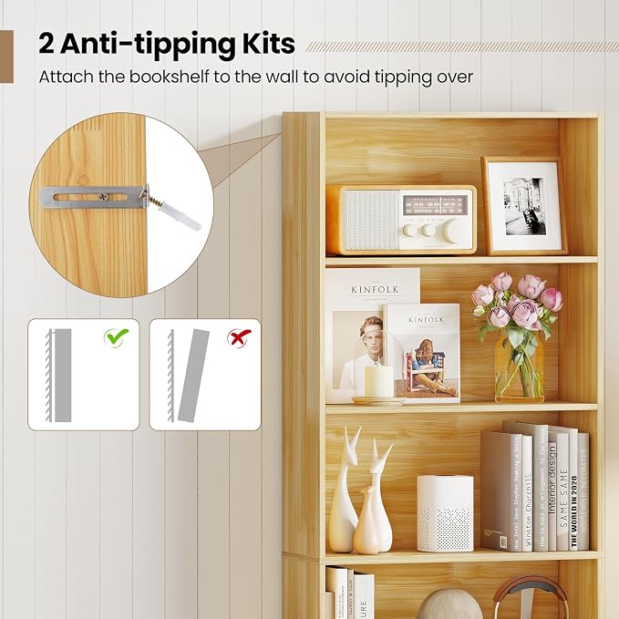 Giantex 6-Tier Bookcase, Freestanding Storage Organizer w/Open Shelves - Image 7