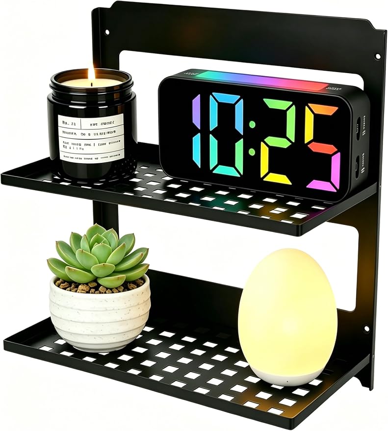 2-Tier Folding Metal Shelf Wall Mounted, Small Foldable Wall Shelf | Stackable by ONEPENG