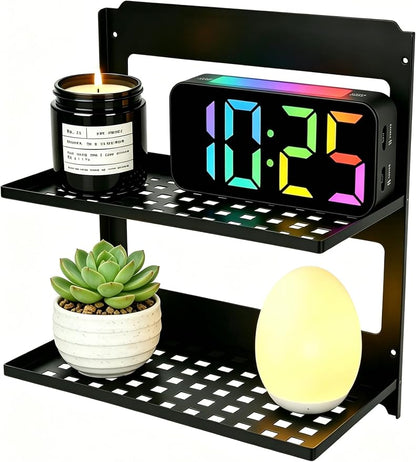 2-Tier Folding Metal Shelf Wall Mounted, Small Foldable Wall Shelf | Stackable by ONEPENG