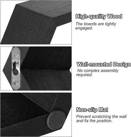 YBING Hexagon Floating Shelves Black Hexagon Shelves - Image 5