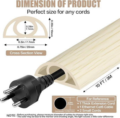 Floor Cord Cover Self Adhesive Cord Hider, 10FT Cable Management, Extension - Image 2