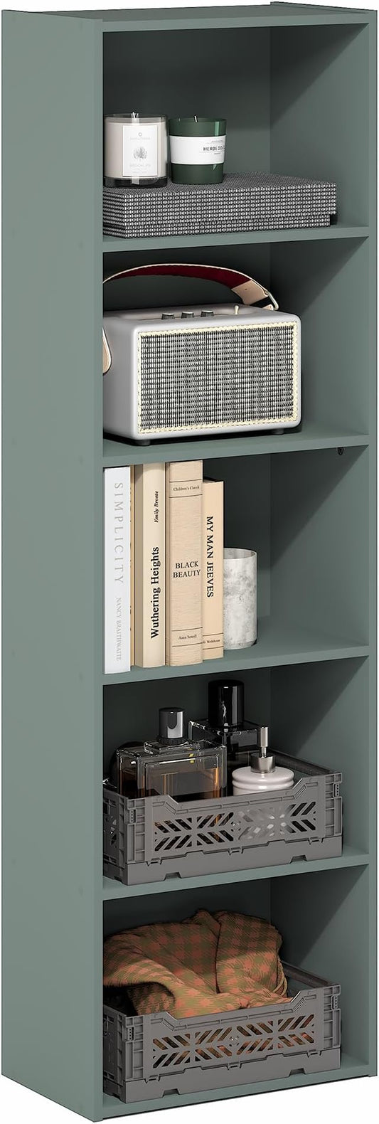 Furinno LUDER Book Shelf, 5-Tier Bookshelf, 9.4" x 15.8" x 52", by Furinno-FitsYourSpaceFitsYourBudget