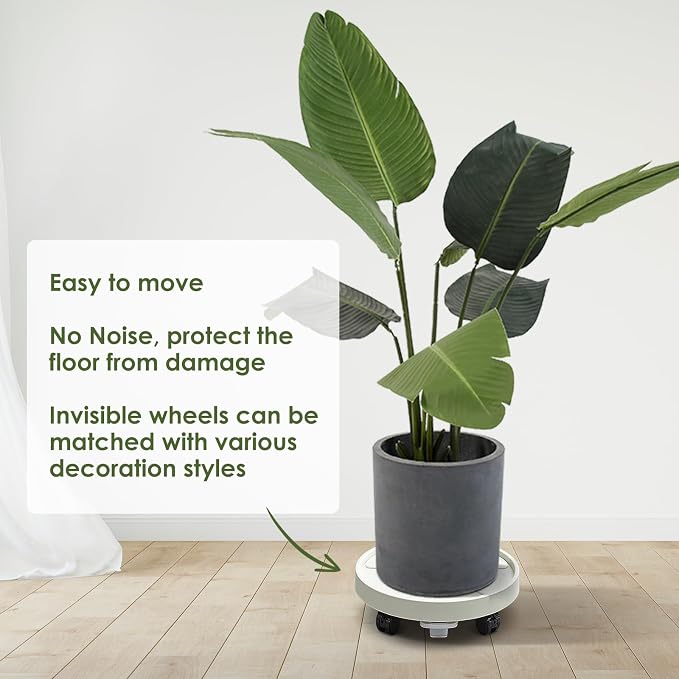 Planter Caddies 2 Set Lockable Caster Wheels, Heavy Duty Plant Stand Tray - Image 4