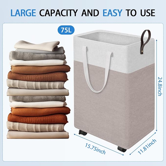 HomeHacks 75L Rolling Laundry Basket - Image 2