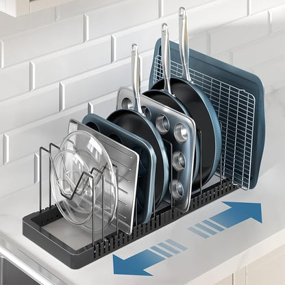 Pots and Pans Organizer under Cabinet, Expandable Pot Lid Organizer Holder - Image 8