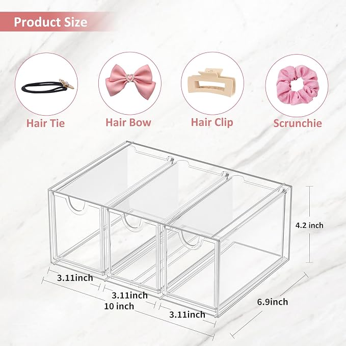 Hair Accessories Organizer for Girls, Cute Stackable Storage Container Caddy - Image 2