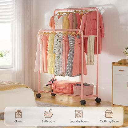 Simple Trending Clothing Clothes Rack Double Rods - Image 2