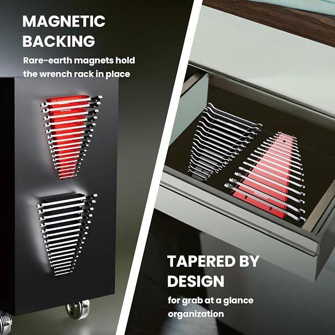 2 Pack Magnetic Wrench Organizer, 32-Slot Magnetic Wrench Organizer Tray - Image 6