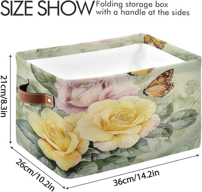 Watercolor Yellow Flower Storage Bins Box Foldable Shelf Basket - Image 3
