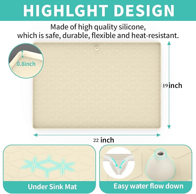 Under Sink Mat, Silicone Waterproof Under Sink Liner, Sink Cabinet Organizer - Image 3