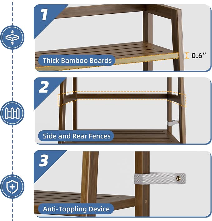 HITNET Ladder Shelf, 4-Tier Bamboo Bookshelf, Freestanding Open Display Storage - Image 6