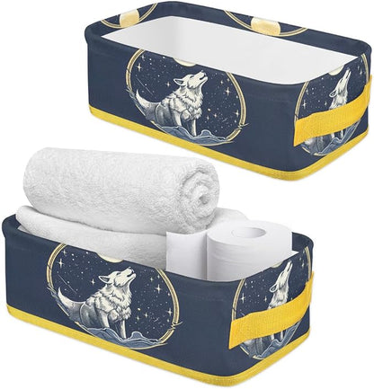 Wolf Stars Moon Bathroom Storage Basket, Foldable - Image 3