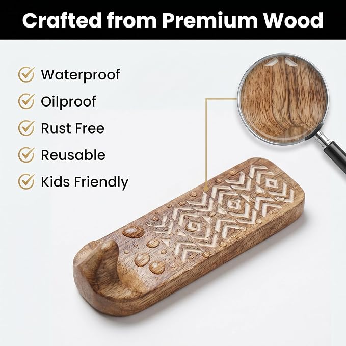 IndianShelf 3 Boho Wood Adhesive Wall Hooks Peel Stick - Image 4