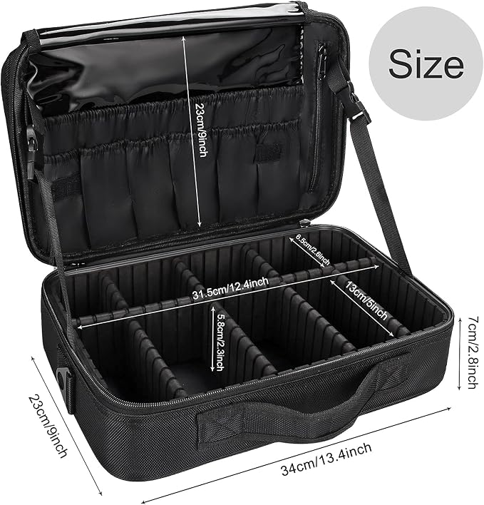 Relavel Makeup Bag Travel Makeup Train Case 13.8 inches Large Cosmetic Case - Image 6