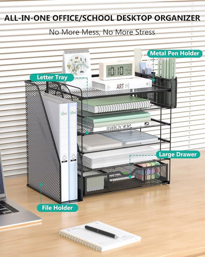 WALI Desk File Organizer, 6 Tier Desktop Paper Letter Tray Organizer - Image 2