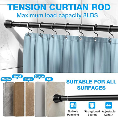 MEXAU 1Pack Spring Tension Curtain Rod 44-77 inch Black Small Tension Rod | - Image 6