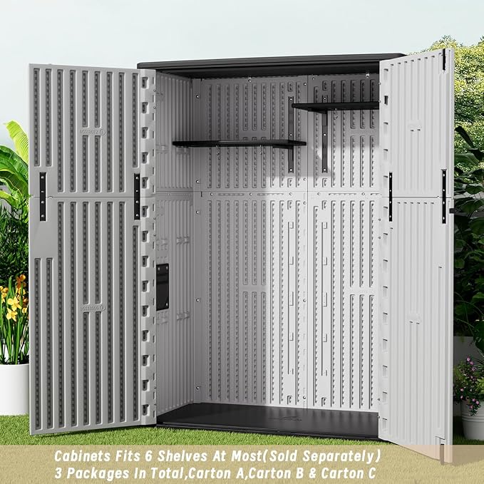 KINYING Outdoor Vertical Storage Shed, 57 Cu.ft Outdoor Storage Cabinet - Image 7