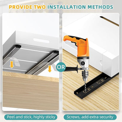 HBL' 2 Pack | 21" Deep Pull Out Cabinet Organizer Adhesive, Width Expandable - Image 3