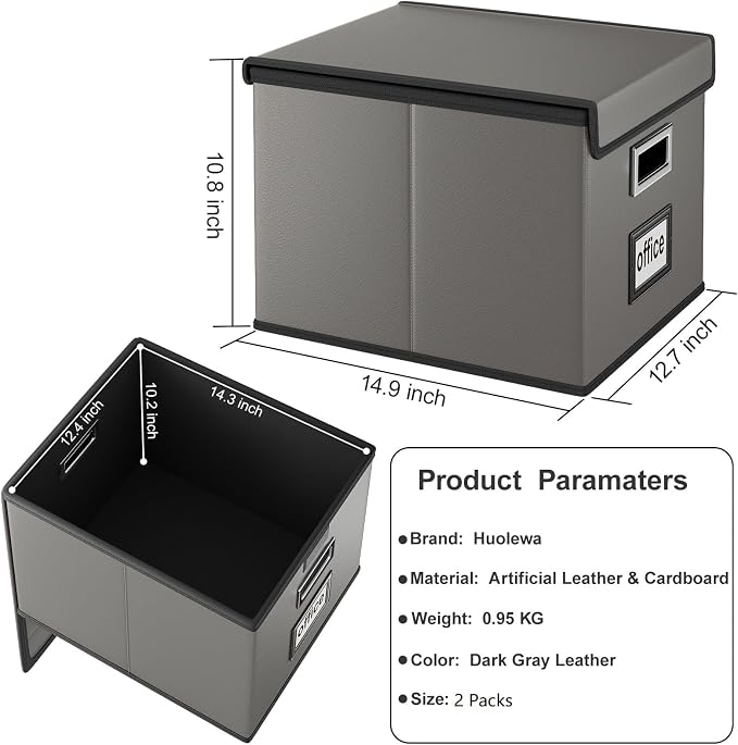 File Organizer Box with Lids, Collapsible File Folder Organizer | File Box with - Image 6