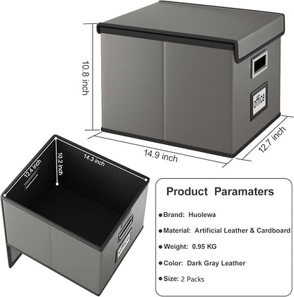 File Organizer Box with Lids, Collapsible File Folder Organizer | File Box with - Image 6