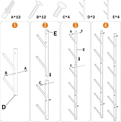Skateboard Wall Mount, 6 Floors Skate Board Wall Display Hanger Rack, Ski Holder - Image 4