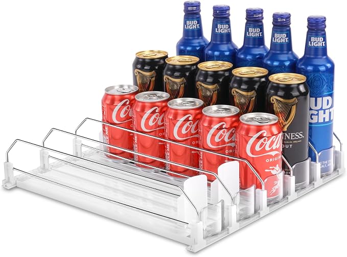 Drink Dispenser for Refrigerator, Self-Pushing Soda Can Organizer for Fridge by BingoHive