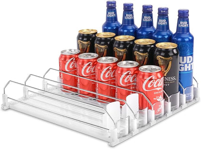 Drink Dispenser for Refrigerator, Self-Pushing Soda Can Organizer for Fridge by BingoHive