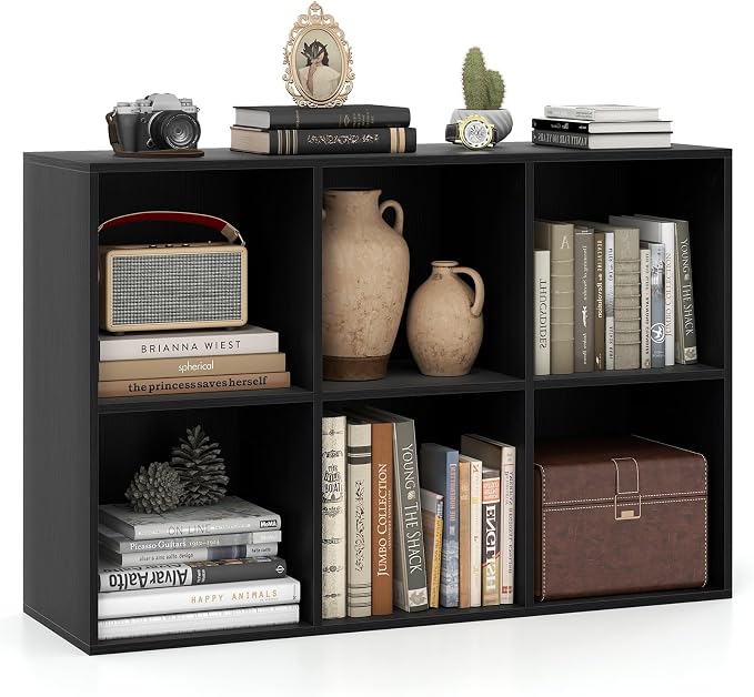 Giantex 6-Cube Bookcase, 3-Tier Cubby Bookshelf, Horizontal Vertical Display by Giantex