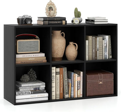 Giantex 6-Cube Bookcase, 3-Tier Cubby Bookshelf, Horizontal Vertical Display by Giantex