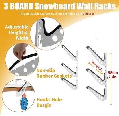 Snowboard Wall Racks, Adjustable Storage Rack - Image 2