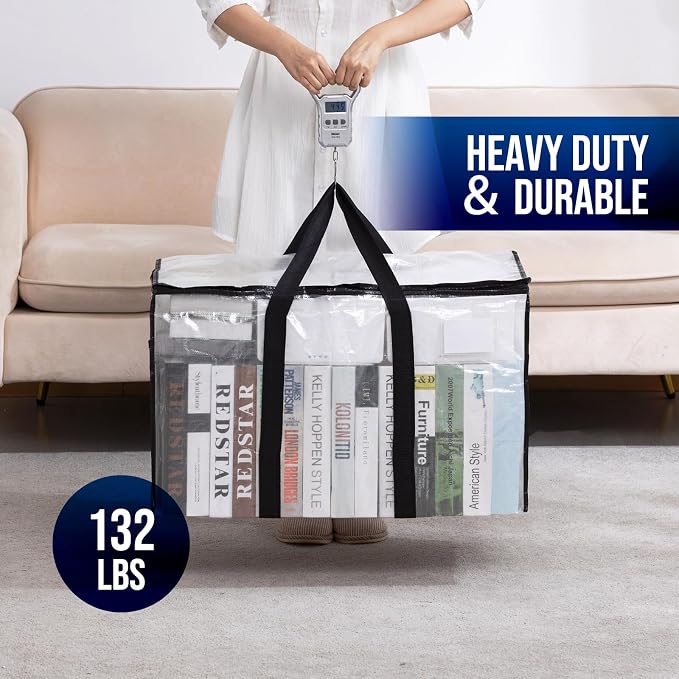 TAILI Extra Large Moving Bags, 8 Pack Clear Heavy Duty Totes - Image 7