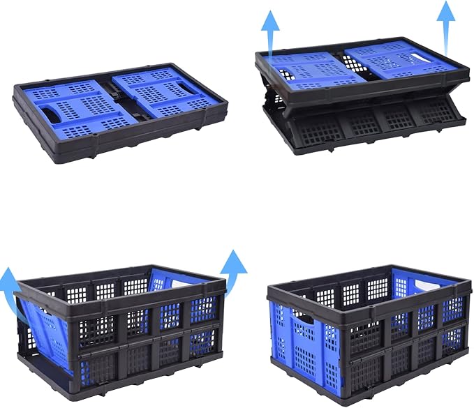 PMMJ 55L Collapsible Crate for Storage, 22”L x 15.8”W x 10.2”H, Heavy Duty PP - Image 6