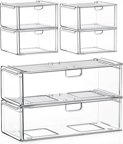 Acrylic Storage Drawers Set of 6, Plastic Organizer Bins by shoeboxesanddeskorganizers